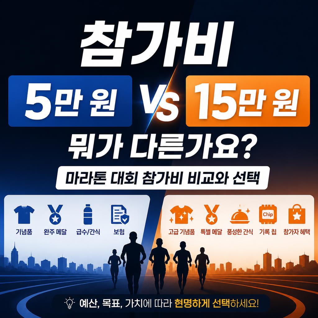 참가비 5만 원 vs 15만 원, 뭐가 다른가요? — 마라톤 대회 참가비 비교와 선택