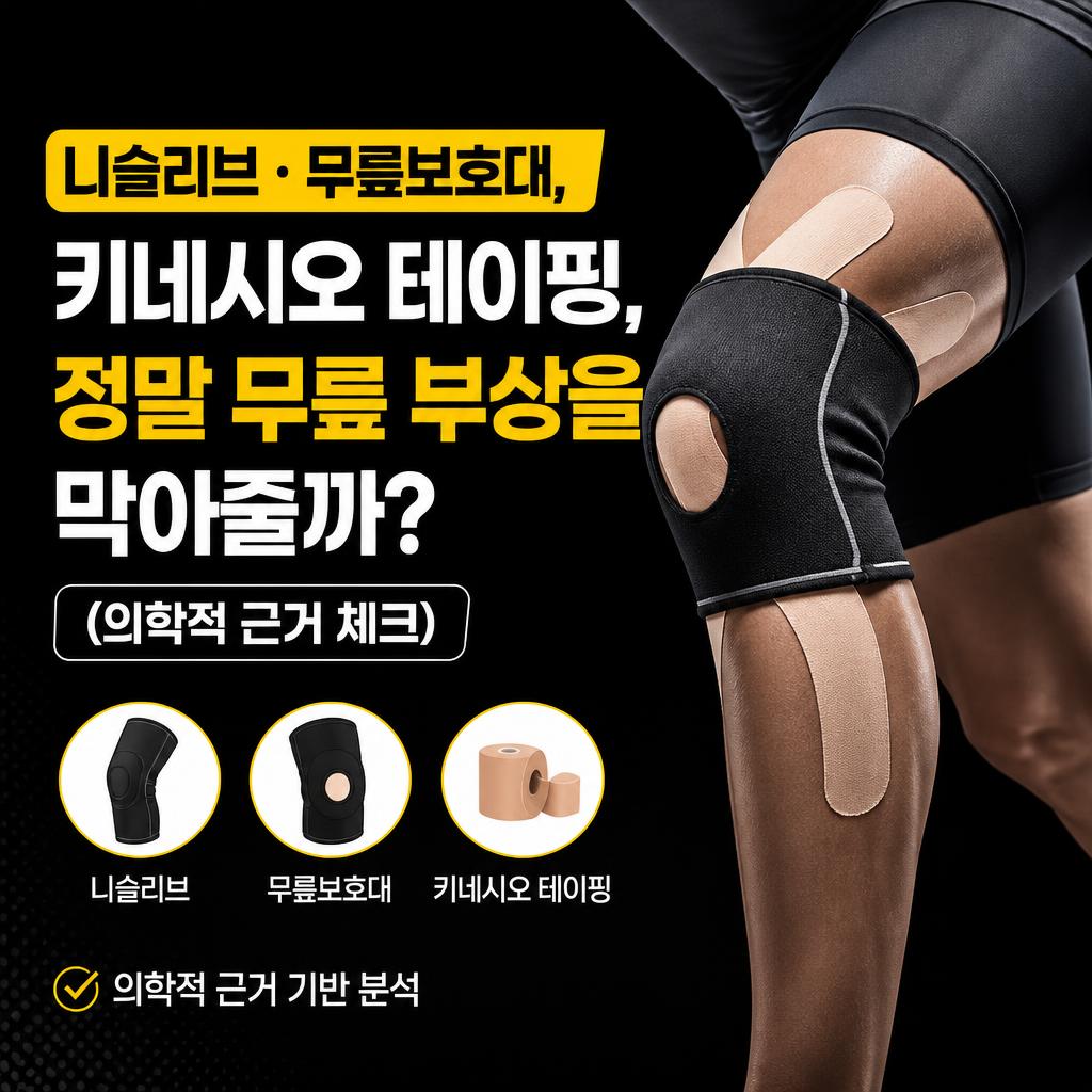니슬리브 · 무릎보호대 , 키네시오 테이핑, 정말 무릎 부상을 막아줄까? (의학적 근거 체크)